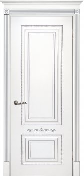 Межкомнатная дверь ТЕКОНА Смальта 04 Белый ral 9003  патина серебро фото