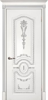 Межкомнатная дверь ТЕКОНА Смальта 11 Белый ral 9003  патина серебро фото