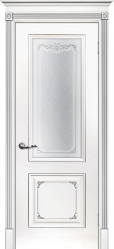 Межкомнатная дверь ТЕКОНА Смальта 14 Белый ral 9003  патина серебро фото