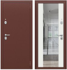 Дверь Браво Тайга-7 Антик Медный/Белый с зеркалом. фото