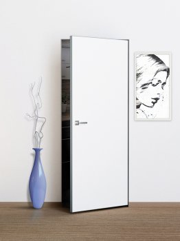 Межкомнатная дверь STABILE PORTE Фьюжн, кромка Ал. хром с 4-х сторон Белый грунт фото