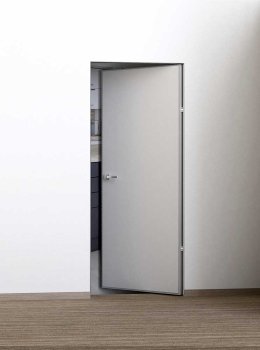 Межкомнатная дверь PROFILO PORTE ПХ-0 РЕВЕРС ИНВИЗИБЛ кромка алюм. Хром с 4-х сторон Белый грунт фото