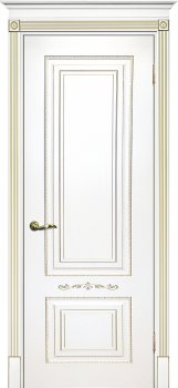 Межкомнатная дверь ТЕКОНА Смальта 04 Белый ral 9003  патина золото фото