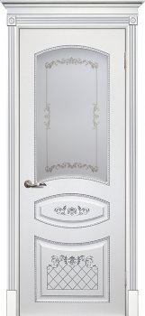 Межкомнатная дверь ТЕКОНА Смальта 05 Белый ral 9003  патина серебро фото