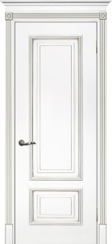 Межкомнатная дверь ТЕКОНА Смальта 08 Белый ral 9003  патина серебро фото