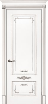 Межкомнатная дверь ТЕКОНА Смальта 09 Белый ral 9003  патина серебро фото