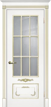 Межкомнатная дверь ТЕКОНА Смальта 09 Белый ral 9003  патина золото фото