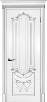 Межкомнатная дверь ТЕКОНА Смальта 13 Белый ral 9003  патина серебро фото