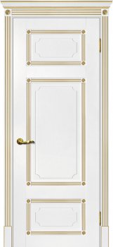 Межкомнатная дверь МАРИАМ Флоренция-3 белый, патина золото фото