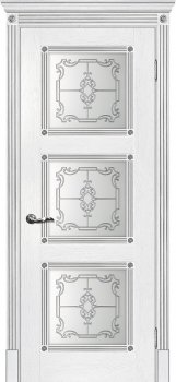Межкомнатная дверь МАРИАМ Флоренция-4 пломбир, патина серебро фото