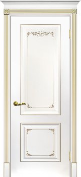 Межкомнатная дверь ТЕКОНА Смальта 14 Белый ral 9003  патина золото фото