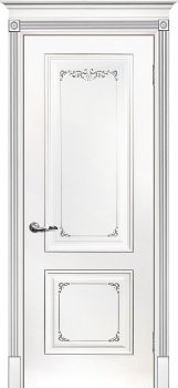 Межкомнатная дверь ТЕКОНА Смальта 14 Белый ral 9003  патина серебро фото