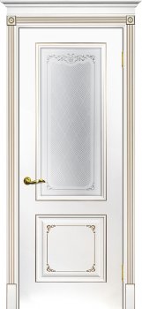 Межкомнатная дверь ТЕКОНА Смальта 14 Белый ral 9003  патина шампань фото