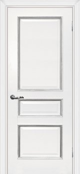 Межкомнатная дверь МАРИАМ Мурано-2 белый, патина серебро фото