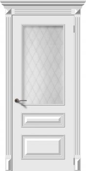 Межкомнатная дверь Багет 3, Белый, Остекление 