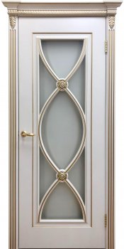 Межкомнатная дверь Фламенко, РАЛ 9001, Стекло 