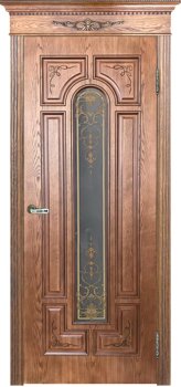 Межкомнатная дверь Арес, Орех натуральный 2, Остекленное фото