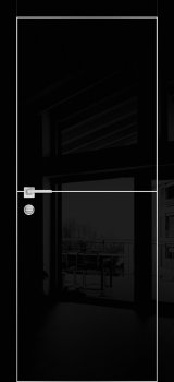 Межкомнатная дверь PROFILO PORTE HGX-19 AL-хром кромка с 4-х ст. Чёрный глянец фото