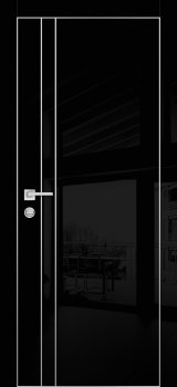 Межкомнатная дверь PROFILO PORTE HGX-20 AL-хром кромка с 4-х ст. Чёрный глянец фото