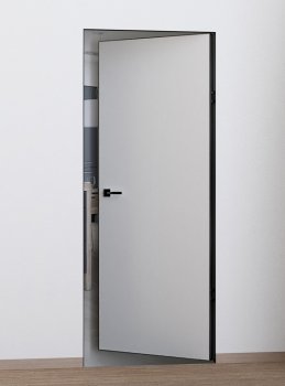 Межкомнатная дверь PROFILO PORTE PX-0 REVERSE Invisible кромка  черная. с 4-х сторон белый грунт фото