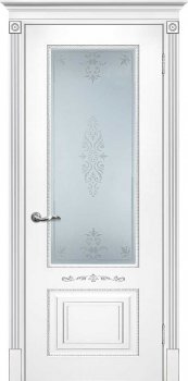 Межкомнатная дверь ТЕКОНА Смальта 04 Белый ral 9003  патина серебро фото