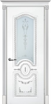 Межкомнатная дверь ТЕКОНА Смальта 11 Белый ral 9003  патина серебро фото