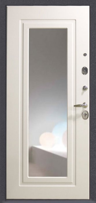 Дверь Интекрон "Эллада" черный шелк/белый ясень с зеркалом - Внутренняя панель