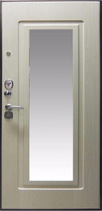 Дверь ЗД Кватро Зеркало Беленый дуб - Внутренняя панель