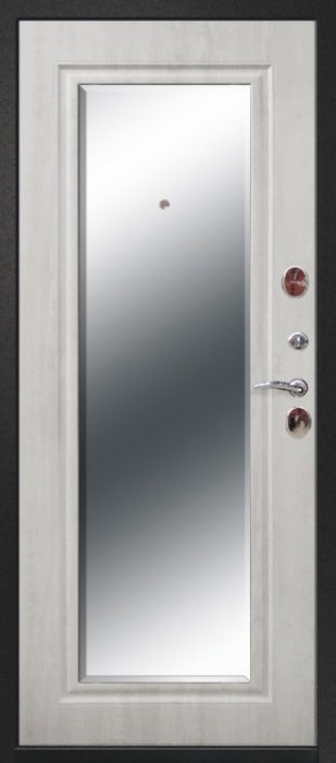 Дверь Цитадель Серебро Зеркало Фацет Белый ясень - Внутренняя панель