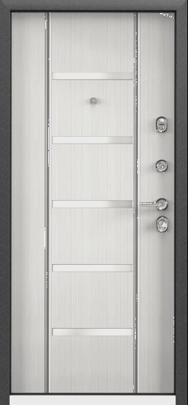 Дверь Торекс ULTIMATUM MP ЭП Черный шелк / рисунок КВ-27П + ПВХ Шамбори белое - Внутренняя панель