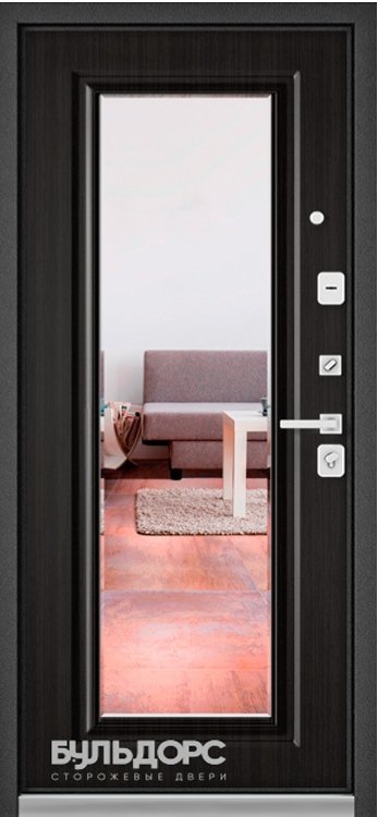 Дверь Бульдорс PREMIUM-90 Черный шелк D-14/Ларче темный 9P-140, mirror - Внутренняя панель