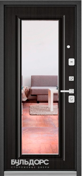 Дверь Бульдорс PREMIUM-90 Черный шелк/Ларче темный 9P-140, mirror - Внутренняя панель
