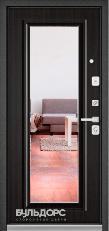 Дверь Бульдорс STANDART-90 Черный шелк 9К-4/Ларче шоколад 9P-140, mirror - Внутренняя панель
