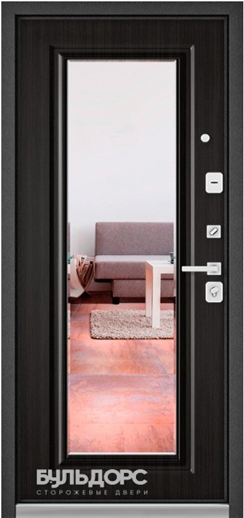 Дверь Бульдорс STANDART-90 Черный шелк D-4/Ларче шоколад 9P-140, mirror - Внутренняя панель