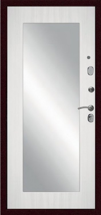 Дверь с зеркалом С-503 (Антик медный / Сандал белый) - Внутренняя панель