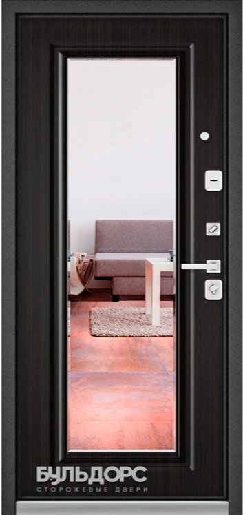 Дверь Бульдорс STANDART-90 Черный шелк/Ларче шоколад 9P-140, mirror - Внутренняя панель