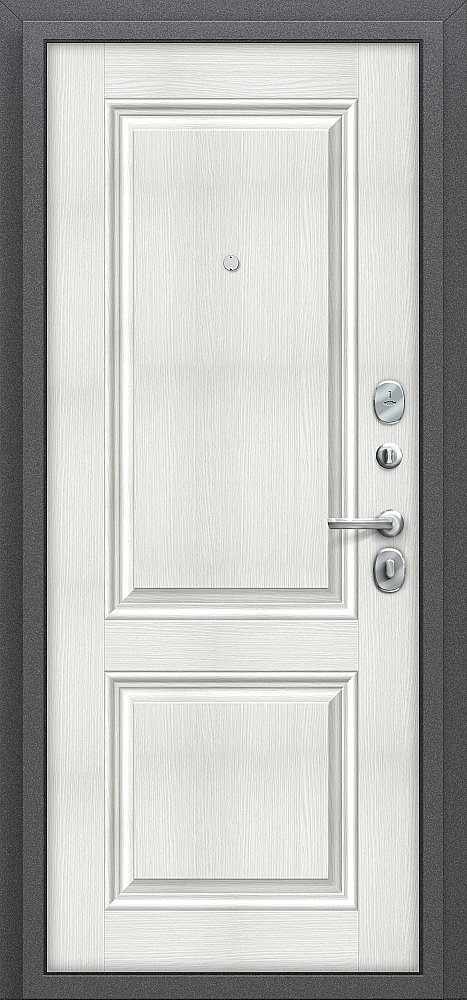 Дверь входная металлическая Оптим Стиль Антик Серебро / Bianco Veralinga - Внутренняя панель