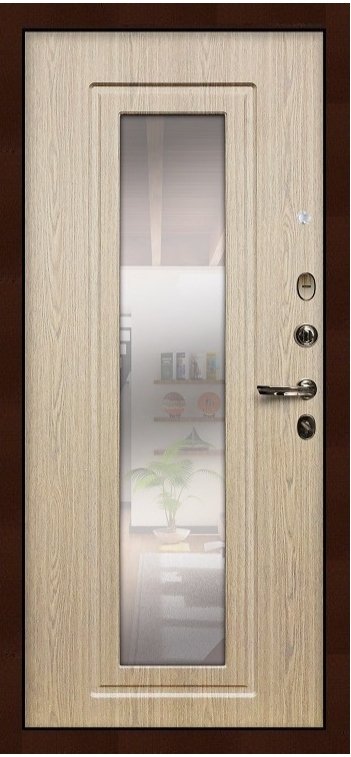 Дверь Лекс 1А / с зеркалом Беленый дуб (панель №23) - Внутренняя панель