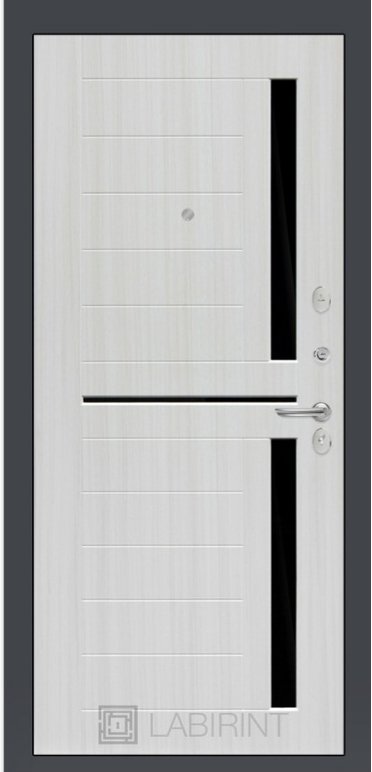 Дверь Бетон 02 - Сандал белый, стекло черное - Внутренняя панель