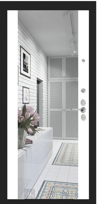 Дверь  BLACK с зеркалом Максимум - Белый софт - Внутренняя панель