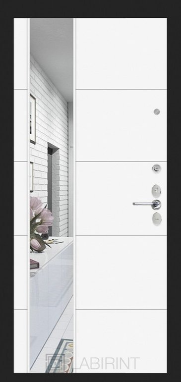 Дверь  BLACK с зеркалом 19 - Белый софт - Внутренняя панель