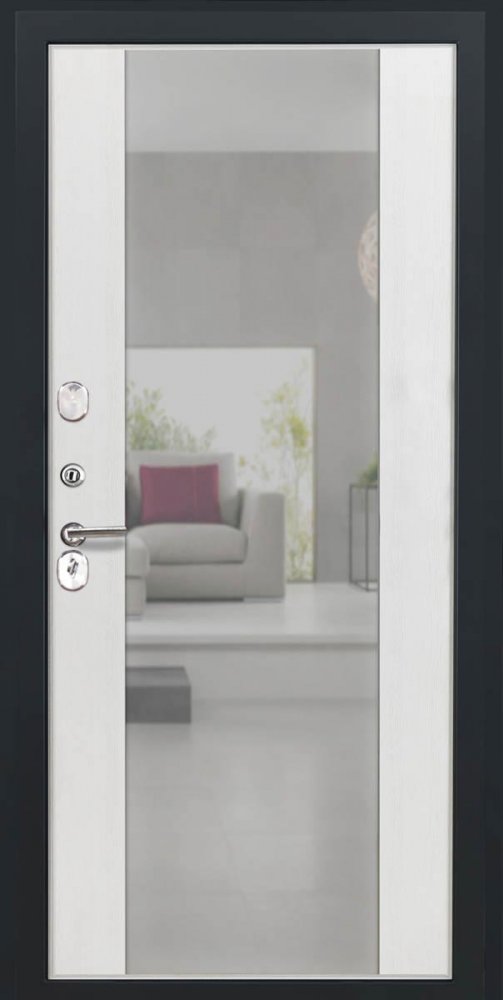Дверь Luxor-5 Алиса ПВХ Ясень белый зеркало - Внутренняя панель