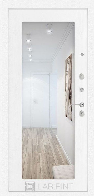 Дверь Платинум с Зеркалом 18 - Белое дерево - Внутренняя панель