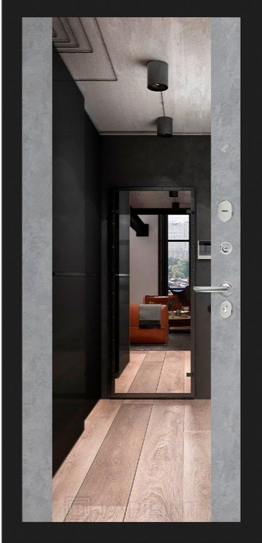 Дверь Лабиринт   COSMO с зеркалом Максимум - Бетон светлый - Внутренняя панель