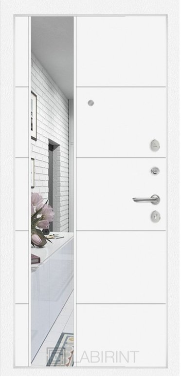 Дверь Лабиринт Трендо с Зеркалом 19 - Белый софт - Внутренняя панель