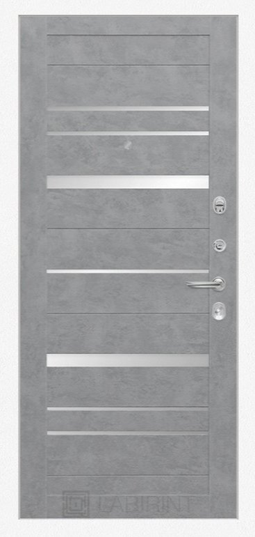 Дверь Лабиринт Лайн WHITE 20 - Бетон светлый, зеркальные вставки - Внутренняя панель