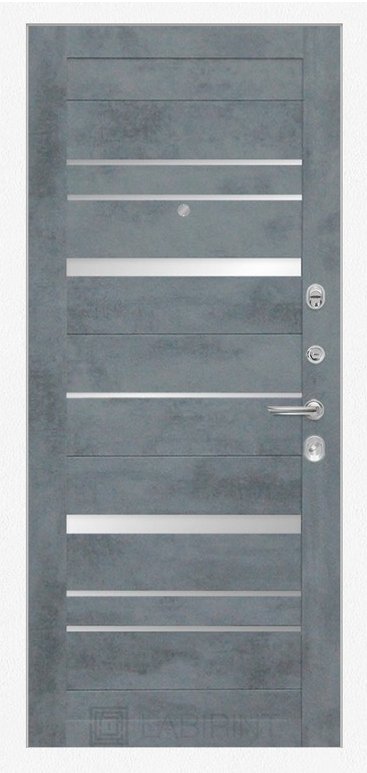 Дверь Лабиринт  Лайн WHITE 20 - Бетон темный, зеркальные вставки - Внутренняя панель