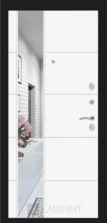 Дверь Лабиринт Нью-Йорк с Зеркалом 19 - Белый софт - Внутренняя панель