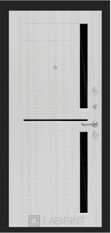 Дверь Лабиринт Мегаполис 02 - Сандал белый, стекло черное - Внутренняя панель