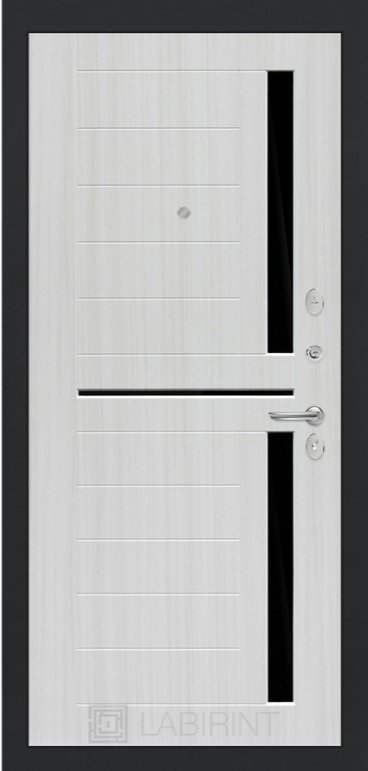 Дверь Лабиринт  ART графит 02 - Сандал белый, стекло черное - Внутренняя панель